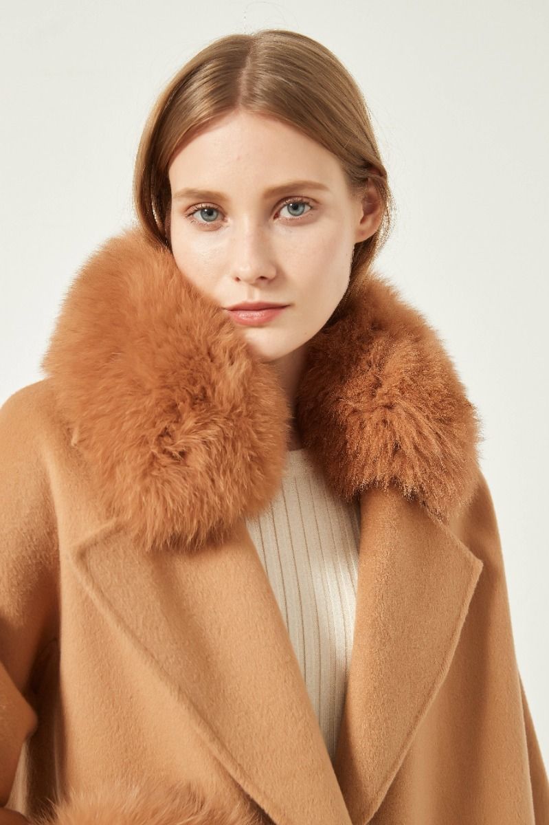 Cashmere Coat with Detachable Fur Collar & Cuffs