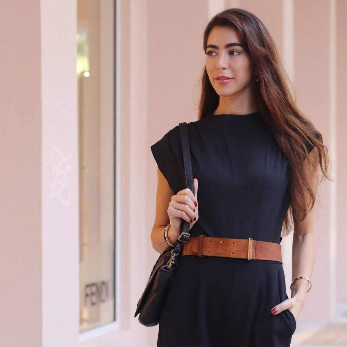 Women's Wide Leather Waist Belt | Double Prong Closure