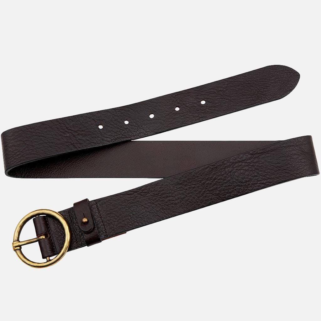 Vintage Gold Round Buckle Leather Belt