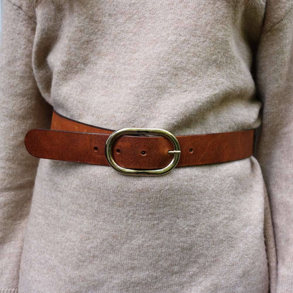 Oval Buckle Leather Belt - 40509 Daphne