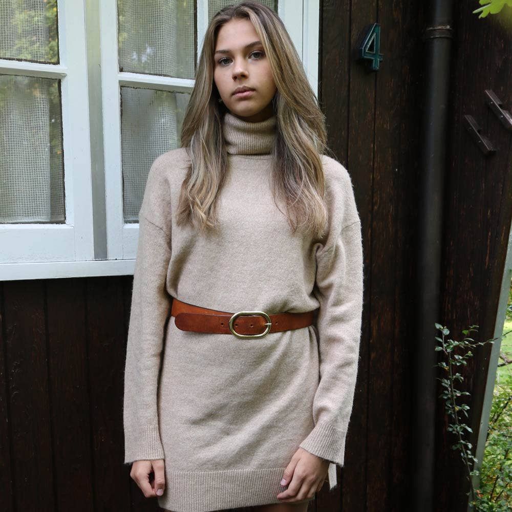 Oval Buckle Leather Belt - 40509 Daphne