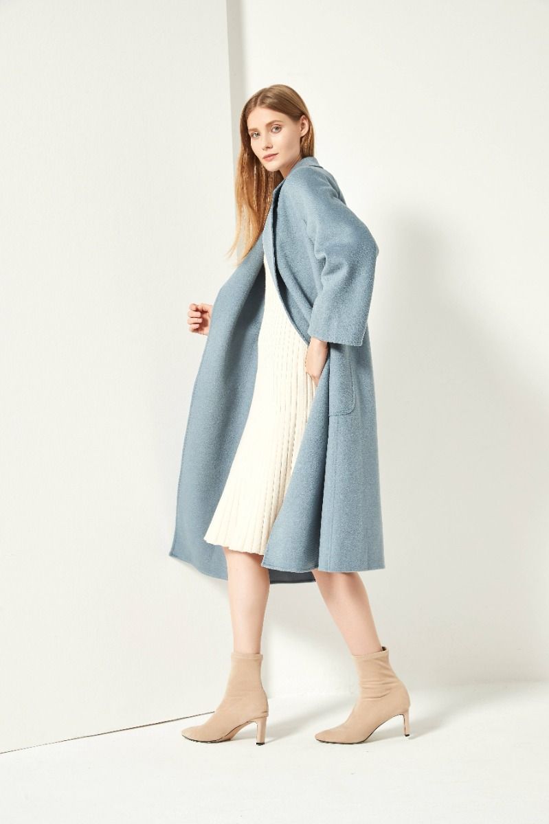 The Classic Wrap Coat - Light Blue