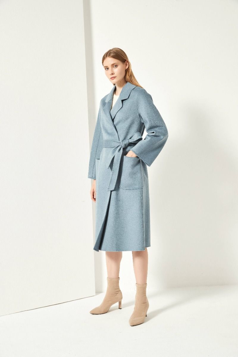The Classic Wrap Coat - Light Blue