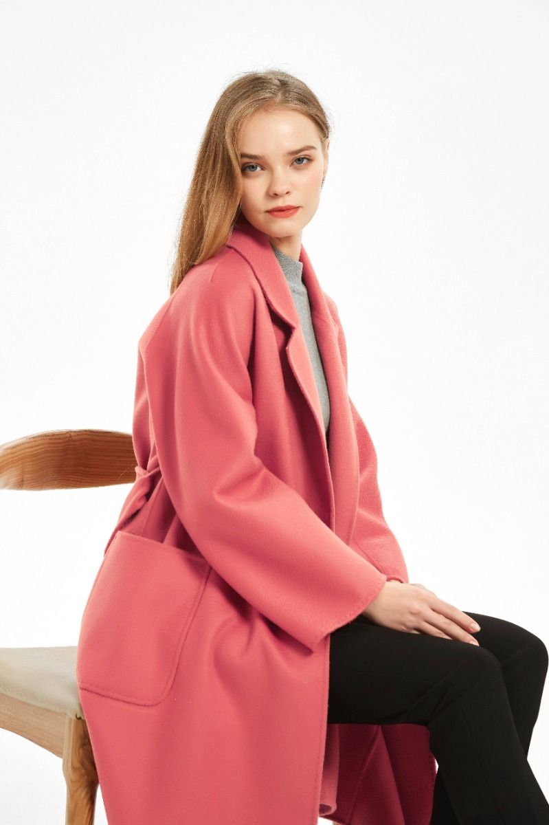 The Classic Wrap Coat Coral - Red