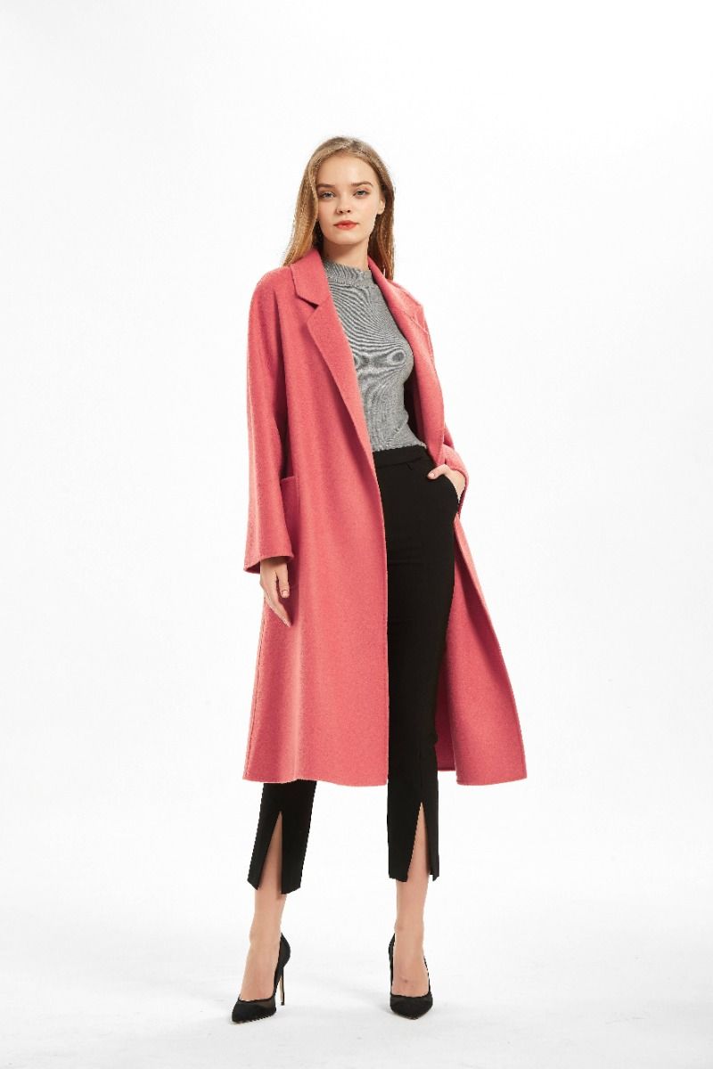 The Classic Wrap Coat Coral - Red
