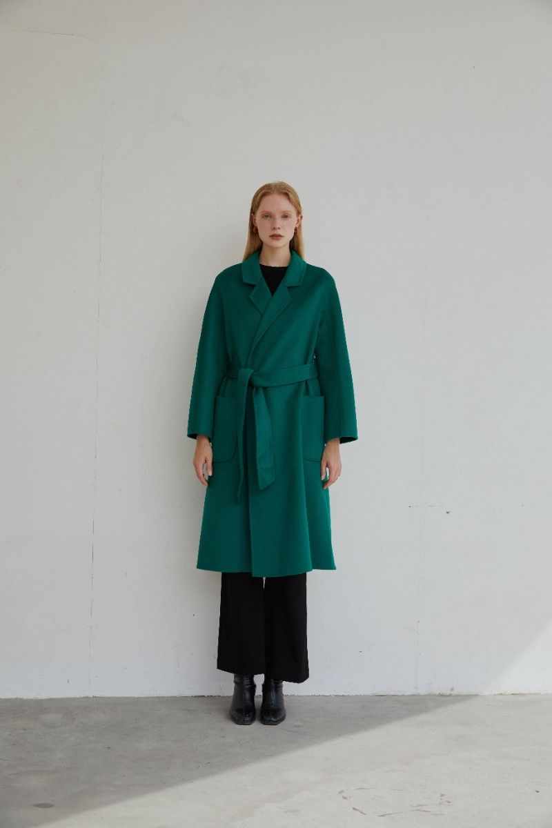 The Classic Wrap Coat - Emerald Green