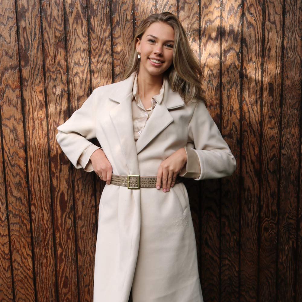 Studded Leather Belt with Square Buckle - 40029 Ezra