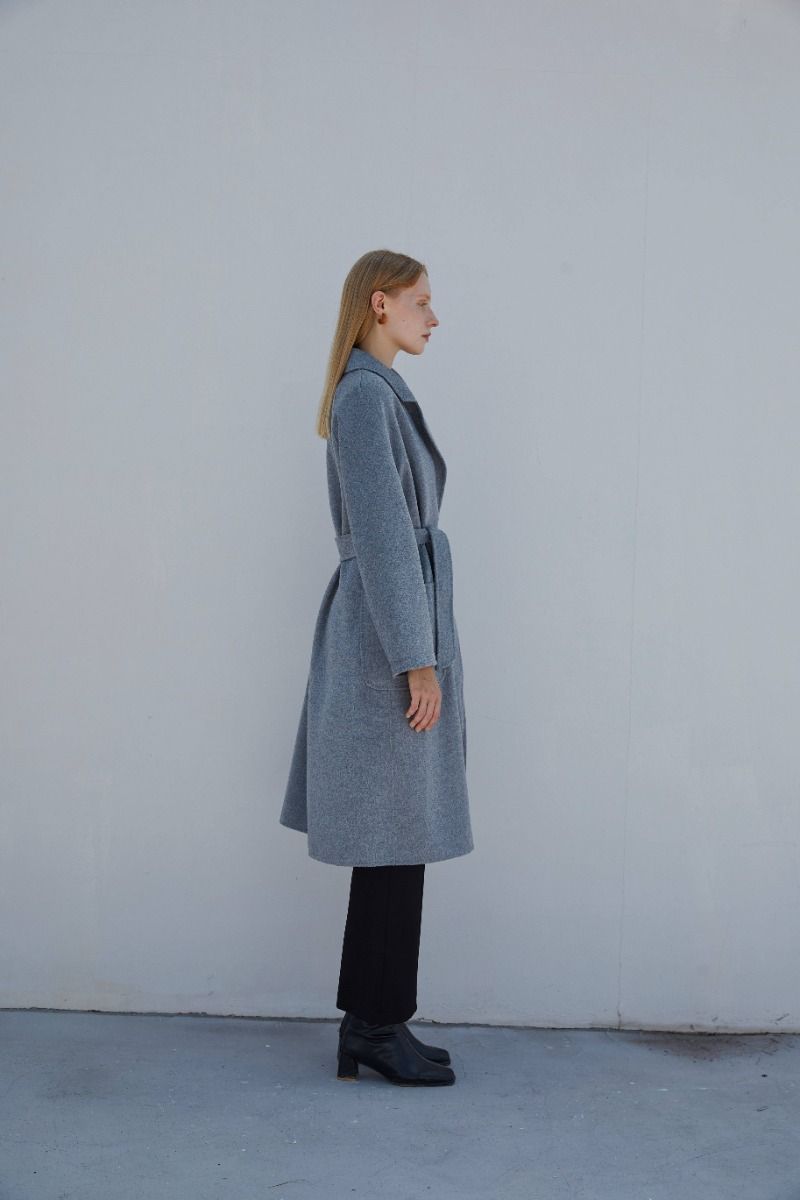 The Classic Wrap Coat - Heather Grey