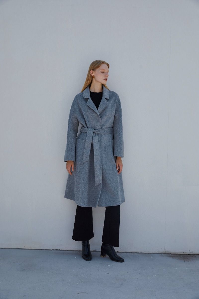 The Classic Wrap Coat - Heather Grey