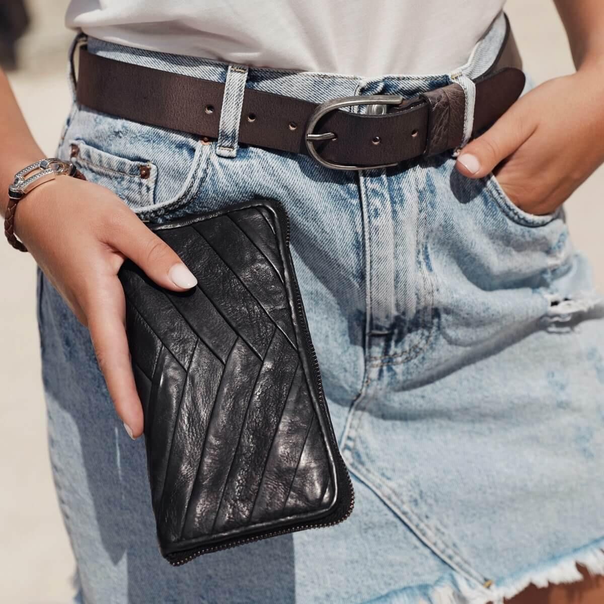 Classic Women's Leather Belt for Jeans - 35018 Dieke