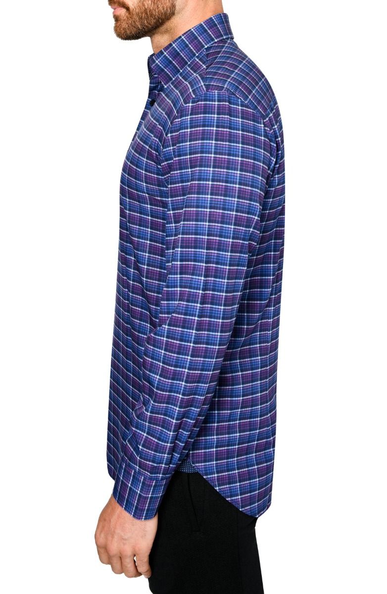 Ombre Check 4-Way Stretch Slim Fit Dress Shirt - Purple
