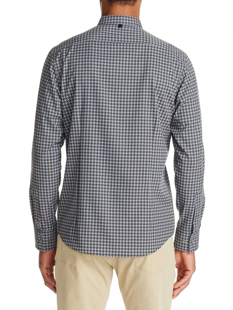Textured Houndstooth 4-Way Stretch Shirt - Olive