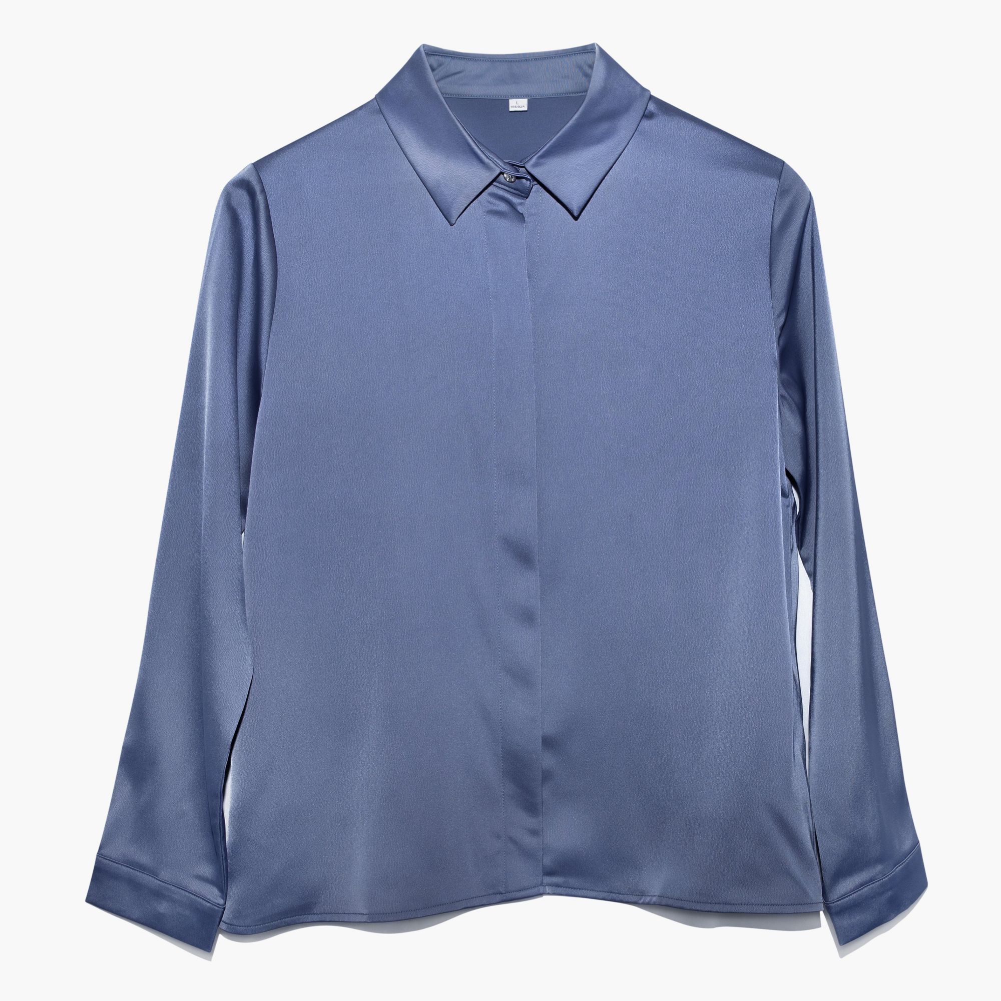 Leez Women Satin Shirt Blue