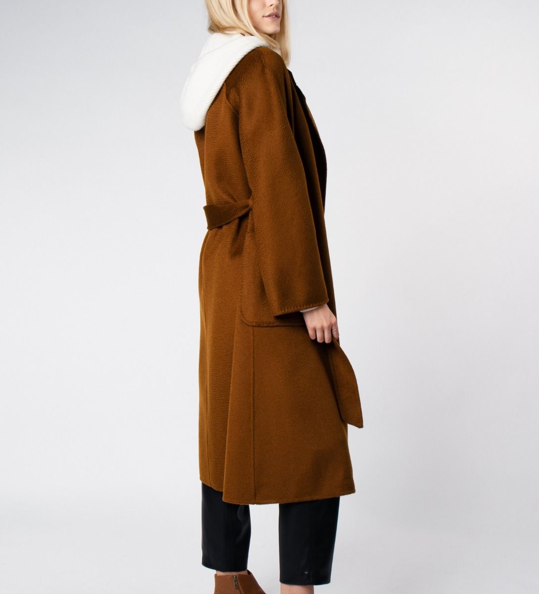 LEEZ Women Double Face Wool-Cashmere Coat Brown