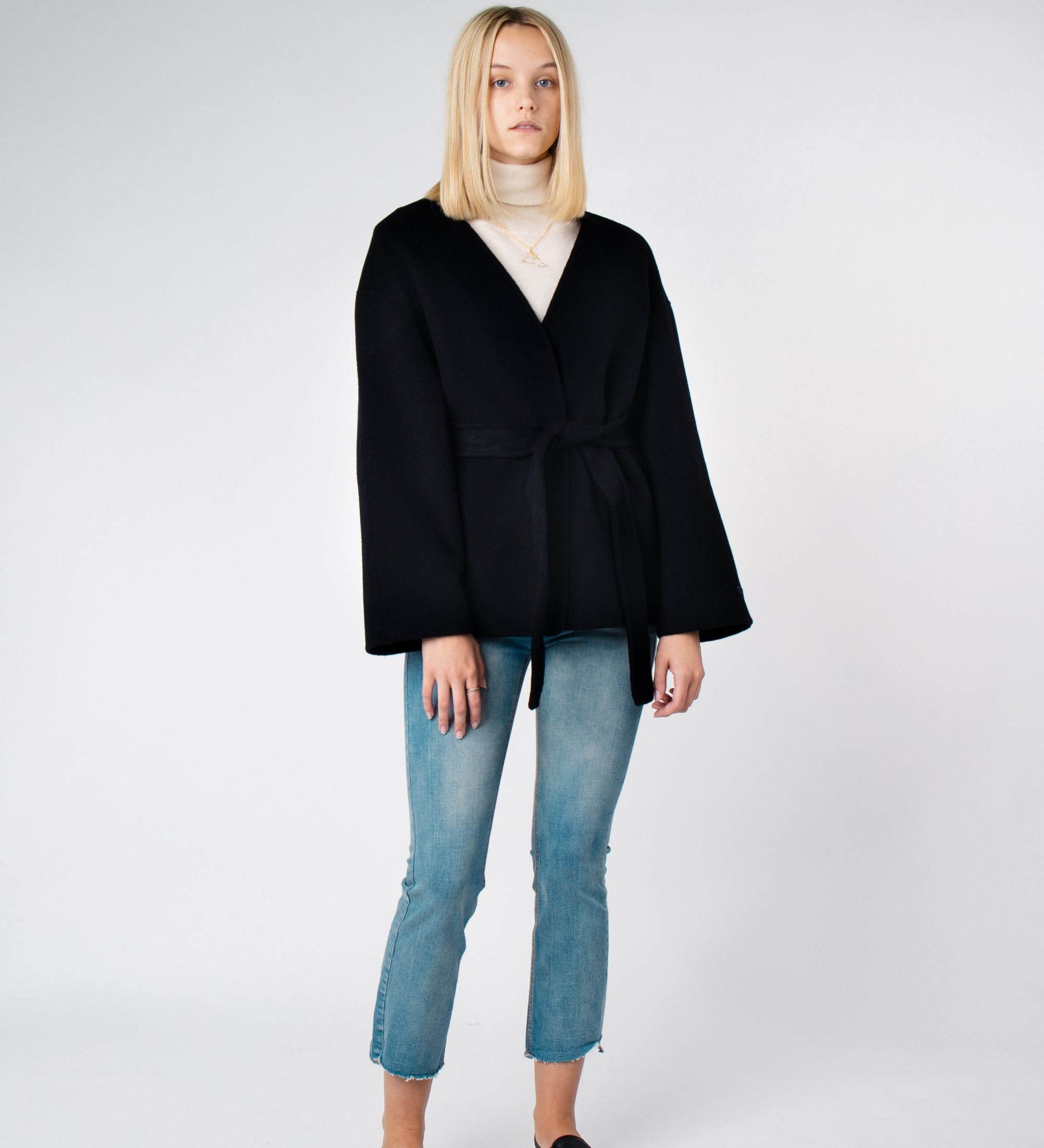 Wool Belted Coat Black