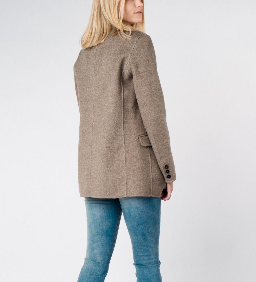 LEEZ Women One-Button Wool Blazer - Oatmeal