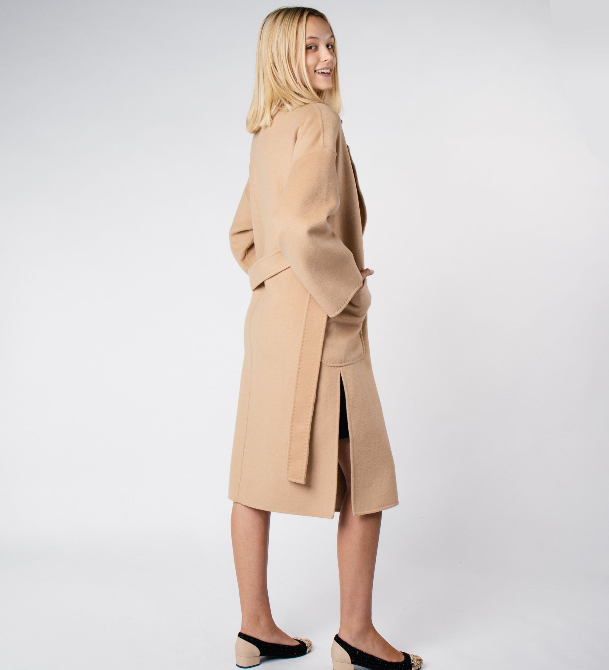 LEEZ Women Double Face Wool Coat - Palomino