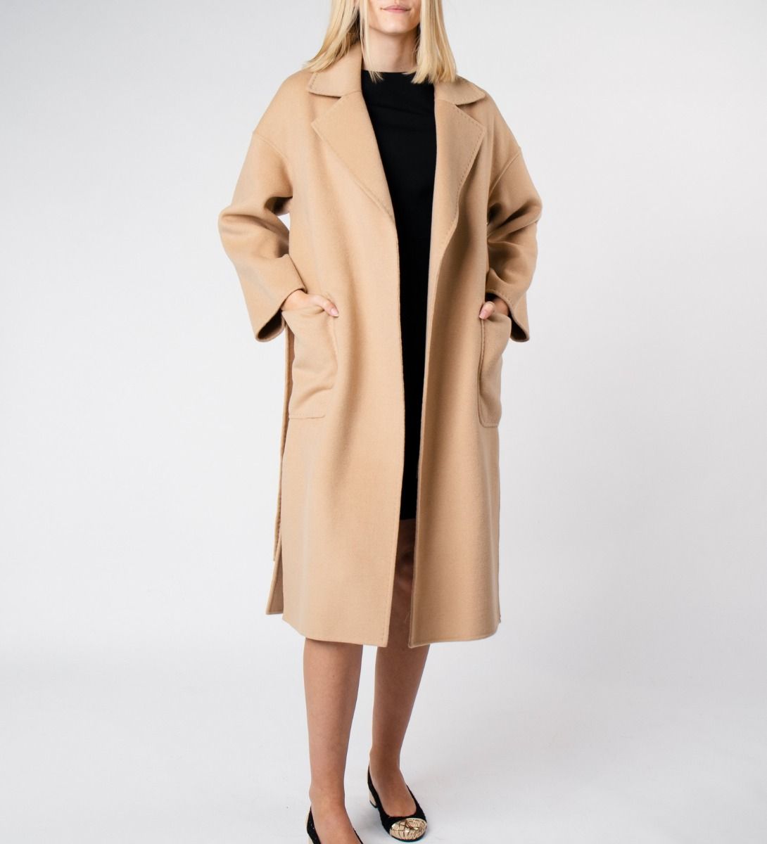 LEEZ Women Double Face Wool Coat - Palomino
