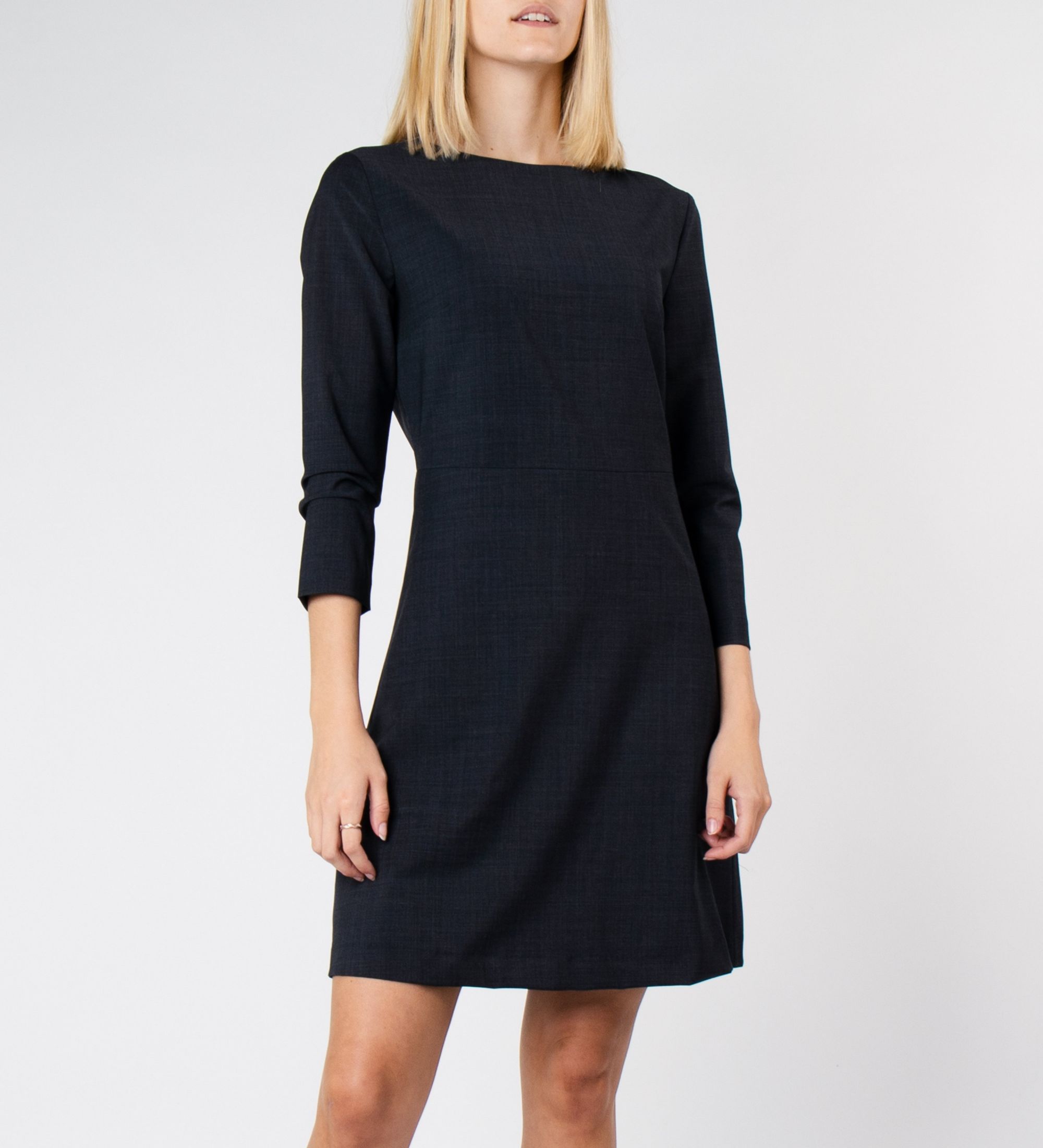LEEZ Women Mid-thigh Length Wool Dress - Dark Grey
