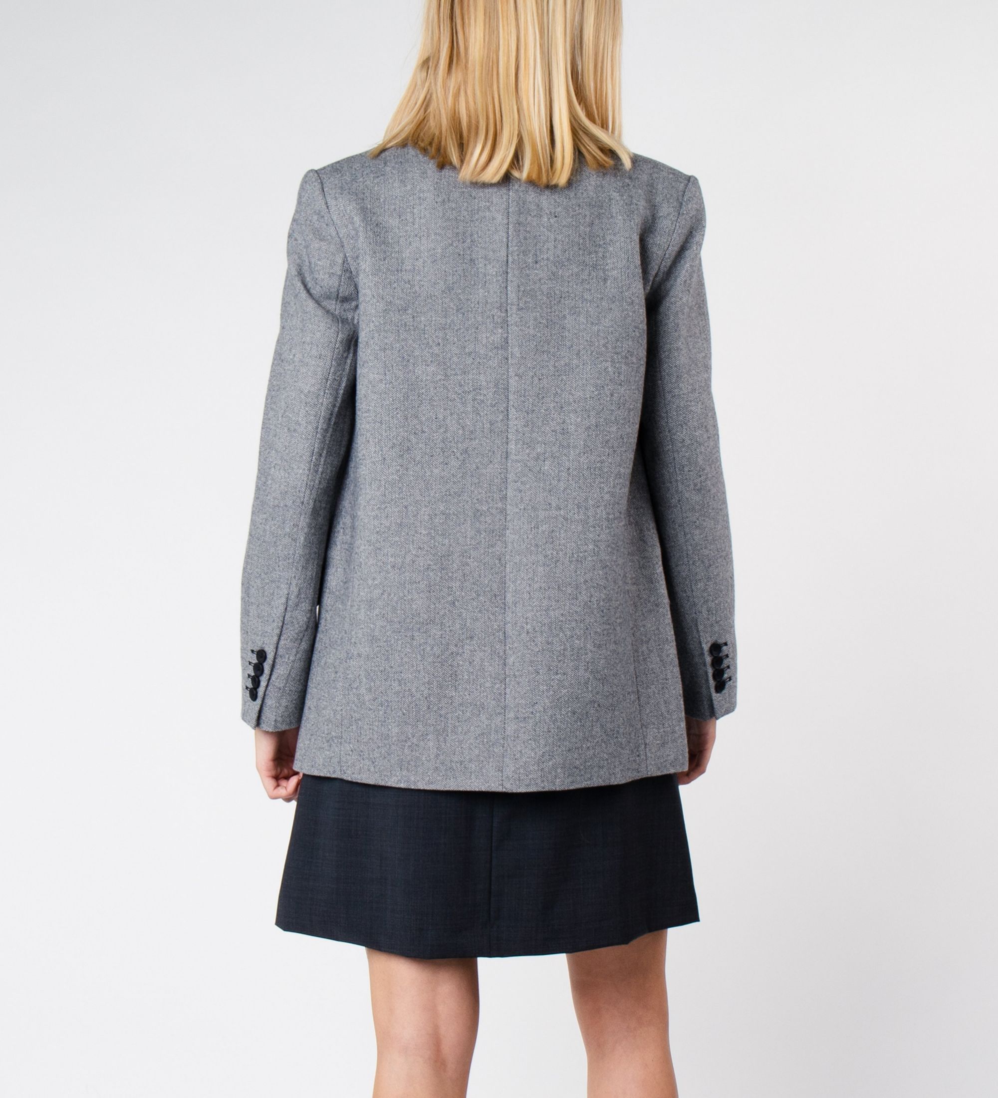 LEEZ Women Wool Blend Blazer - Grey