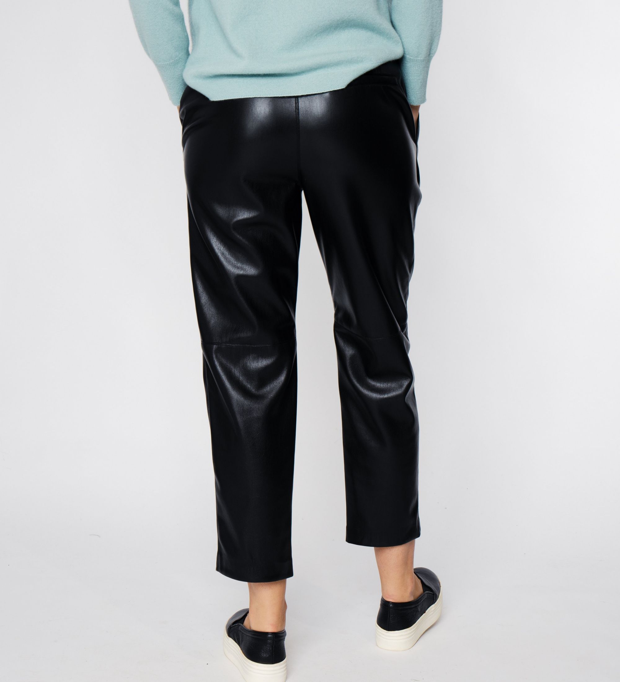LEEZ Women Leather Pant - Black