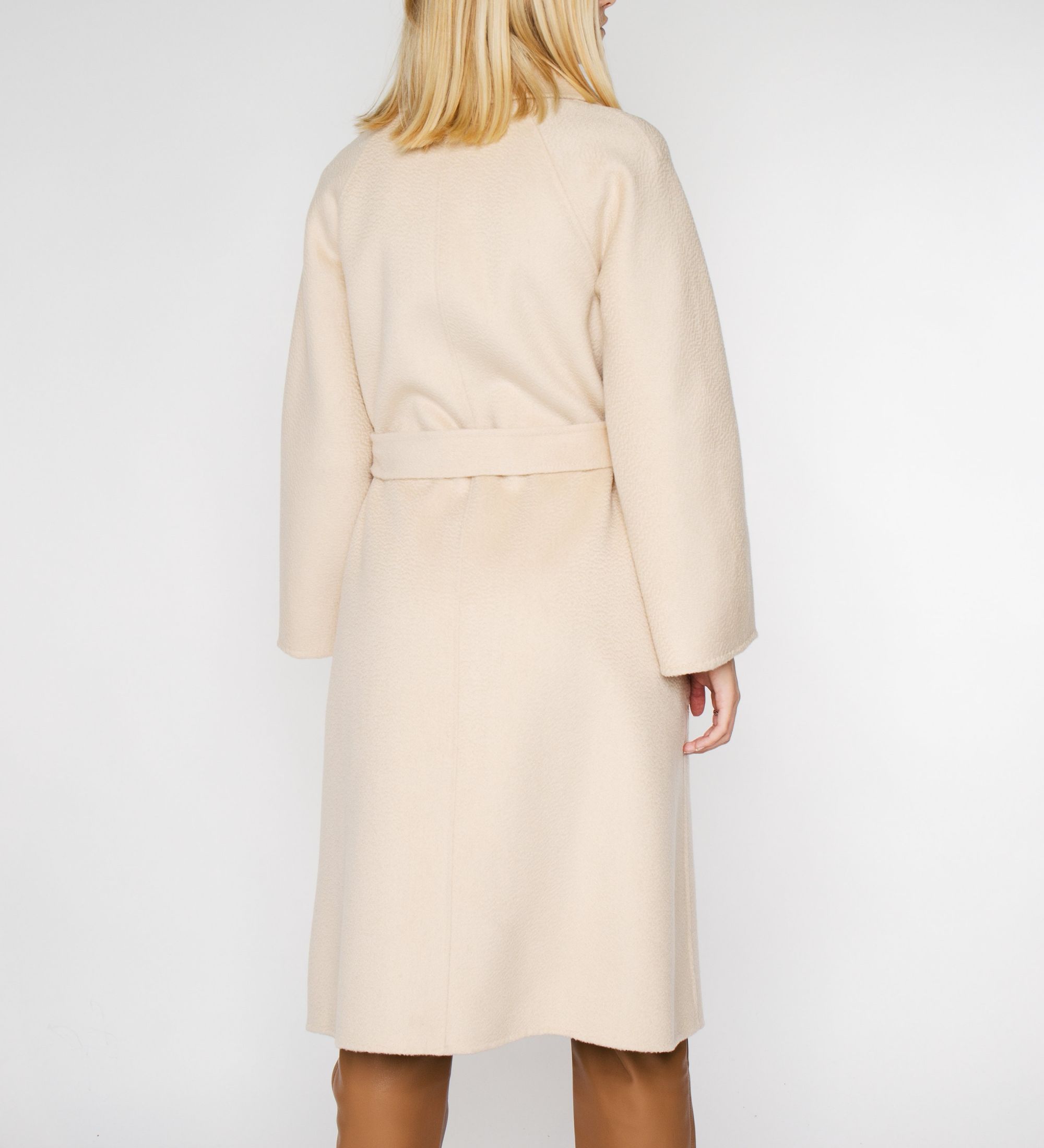 LEEZ Women Double Face Wool-Cashmere Coat Beige