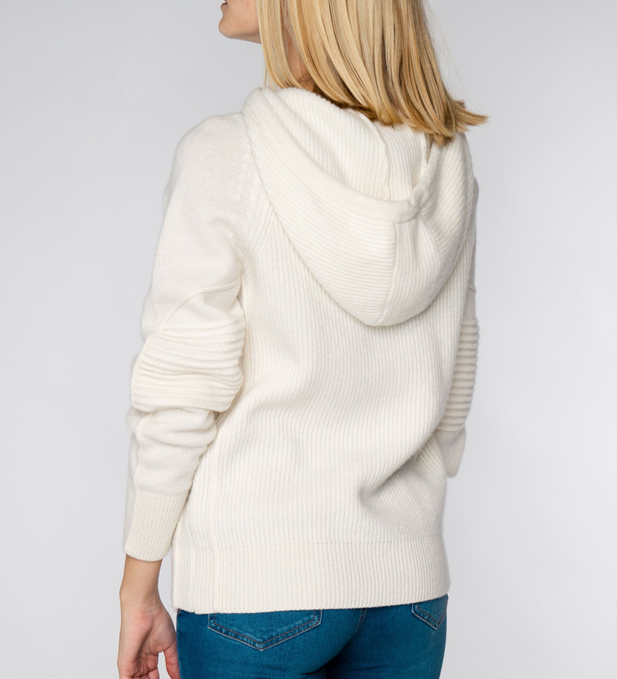 LEEZ Women Wool Hoodie White