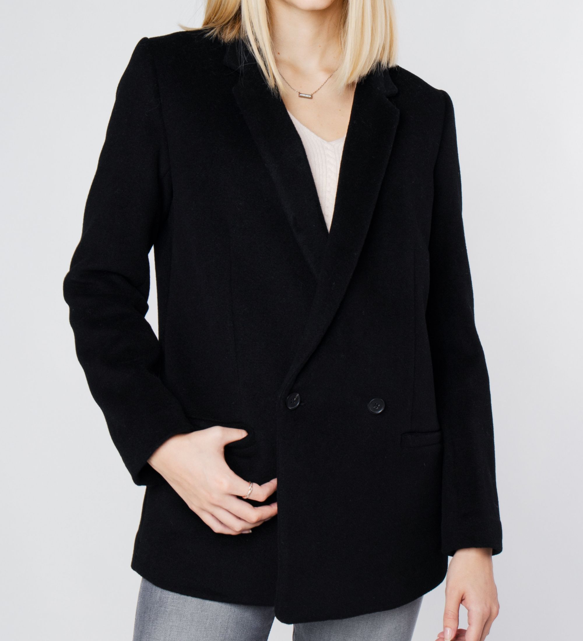 LEEZ Women Wool Blazer Black
