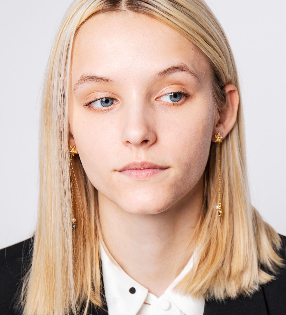 LEEZ Women Pearl Heart Crab Starfish Linear Drop Earrings