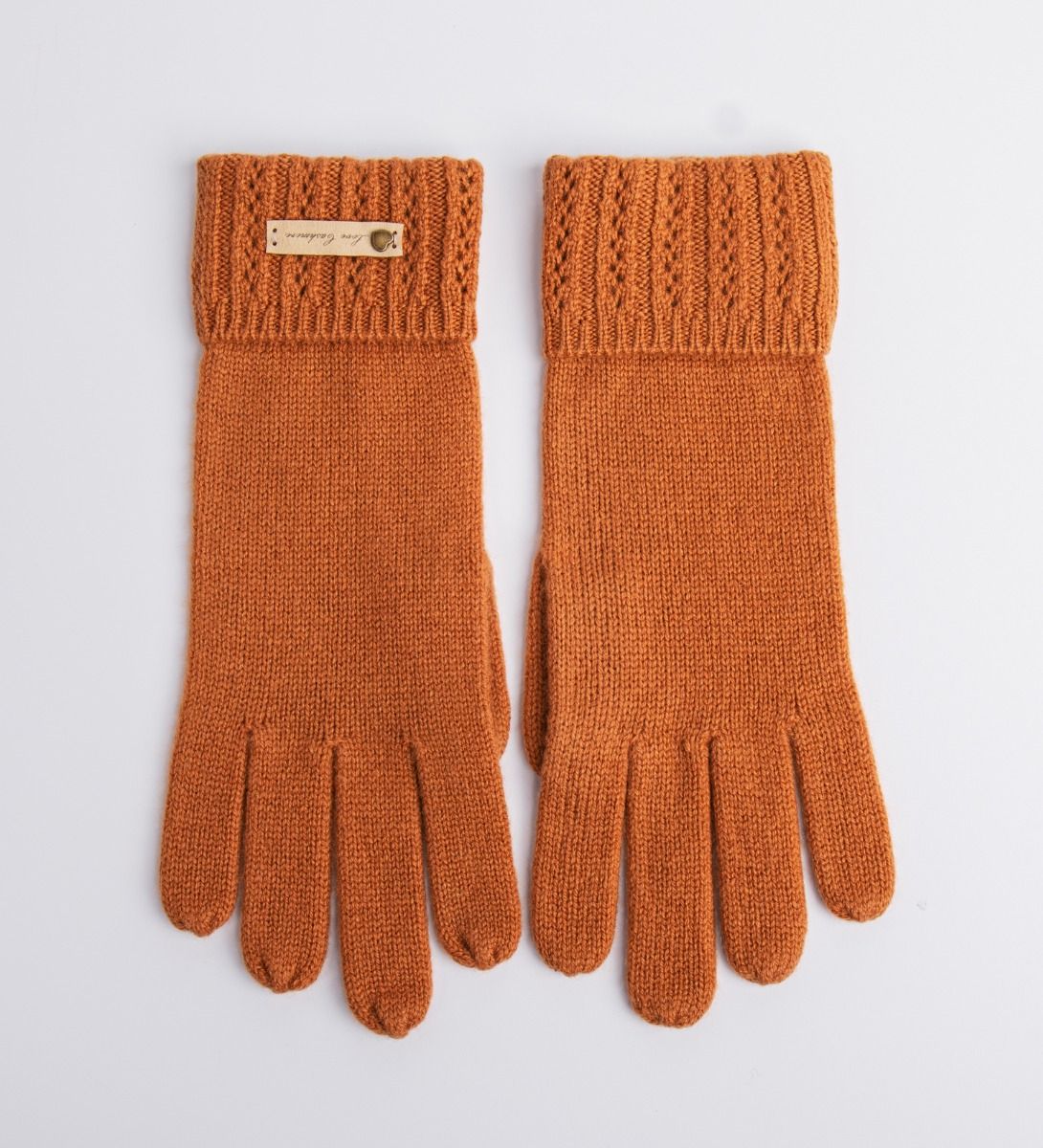 LEEZ Women Cashmere Folded Cuffs Knit Gloves