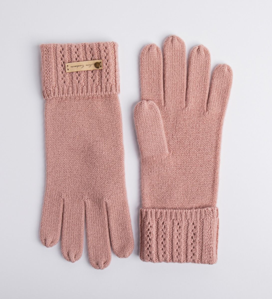 LEEZ Women Cashmere Folded Cuffs Knit Gloves