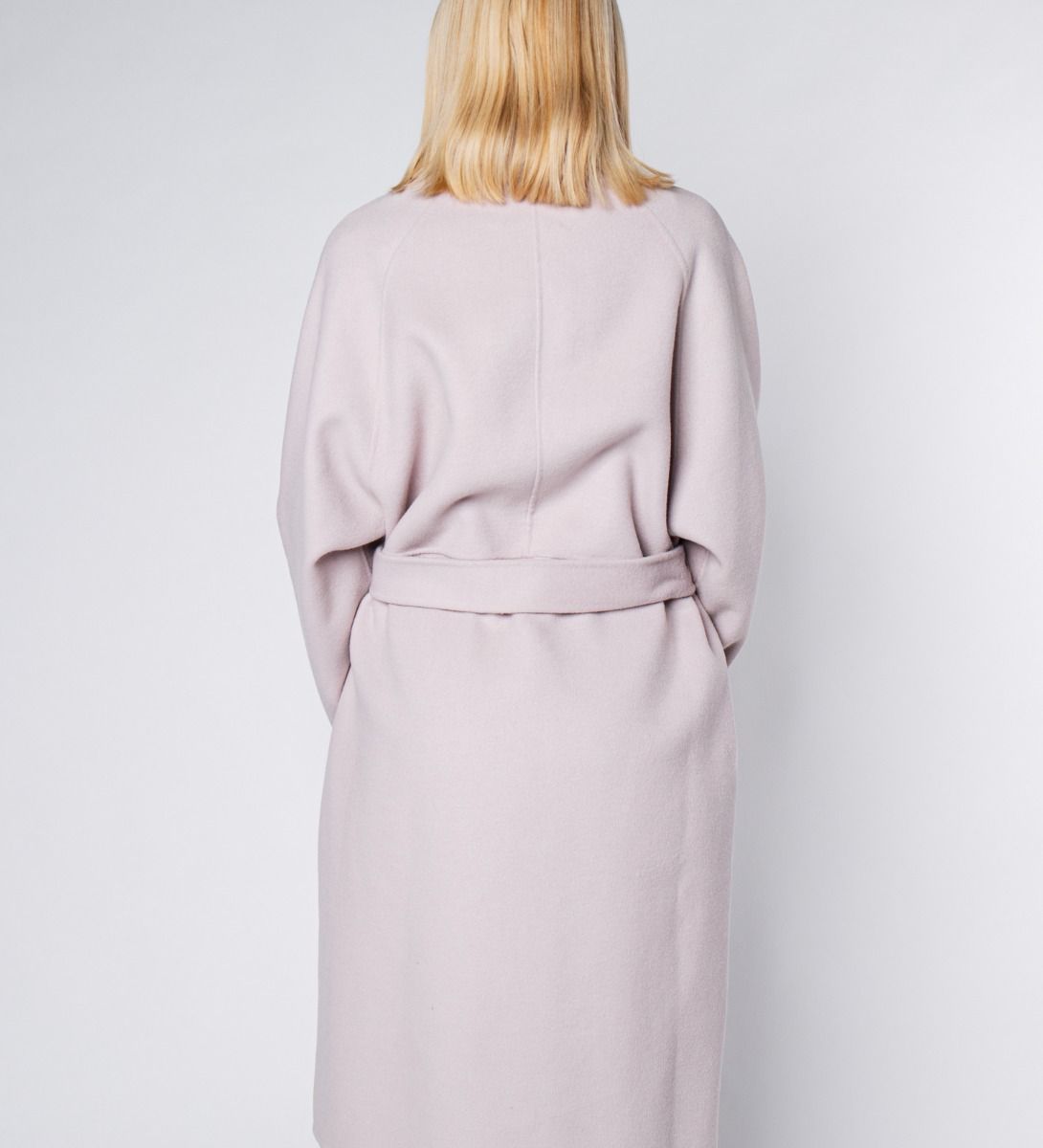 LEEZ Women Mid-Length Double Face Wool Belted Coat - Lavender Blush