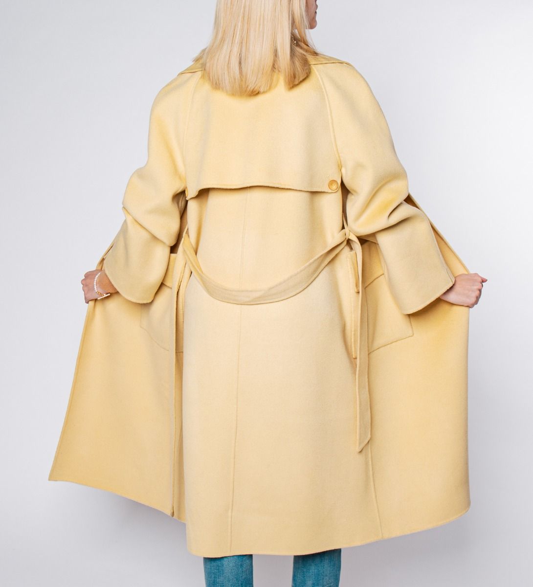 LEEZ Women Pastel Double Face Wool Overcoat - Wheat Ear