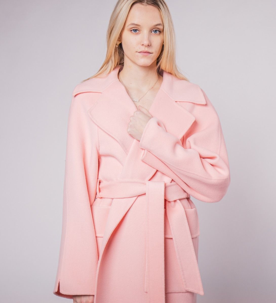LEEZ Women Pastel Double Face Wool Overcoat - Pink