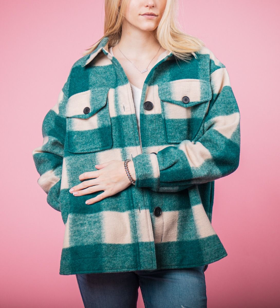 Plaid Shirt Jacket Green