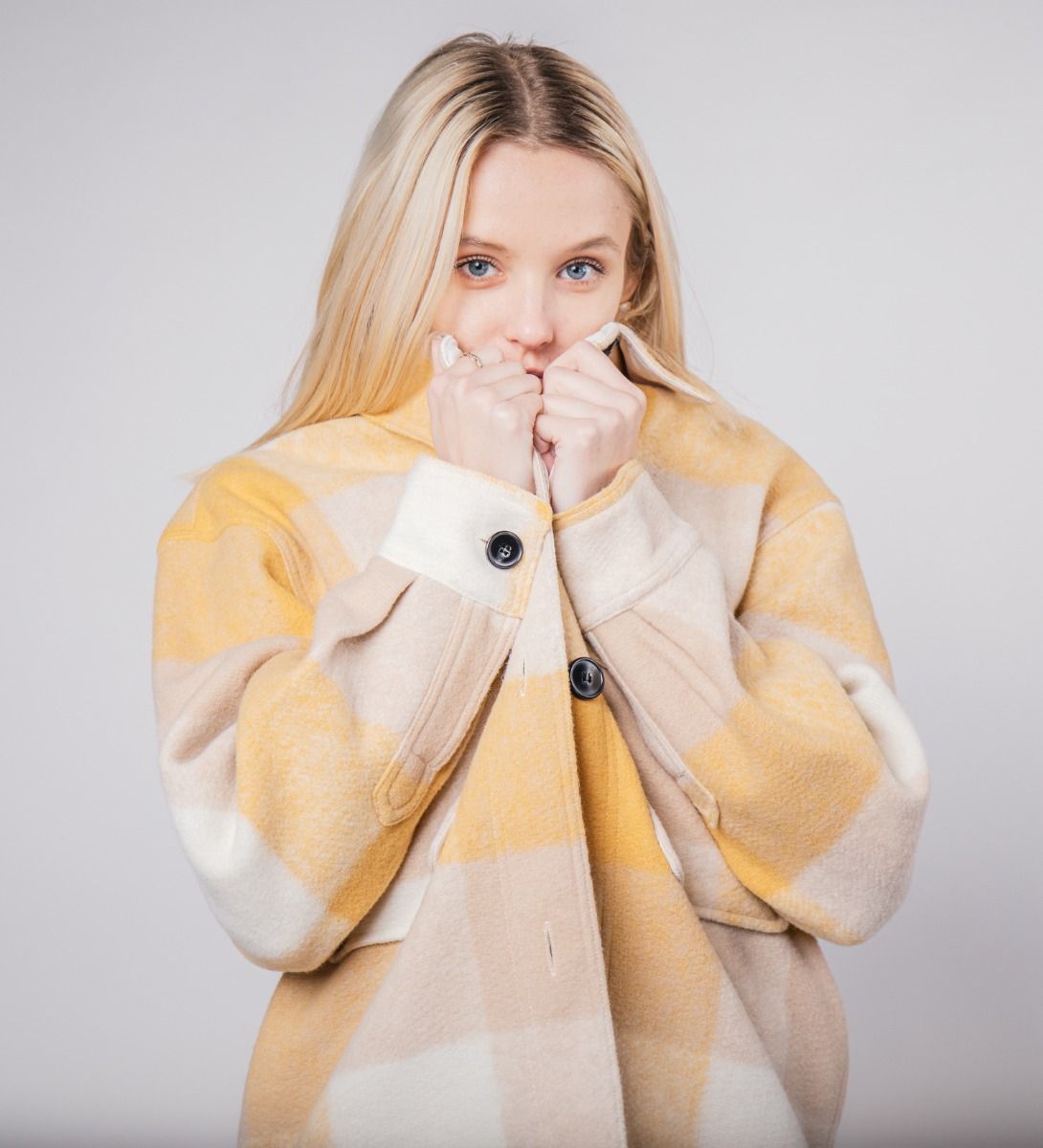 Plaid Shirt Jacket Yellow