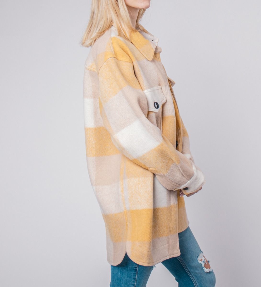 Plaid Shirt Jacket Yellow