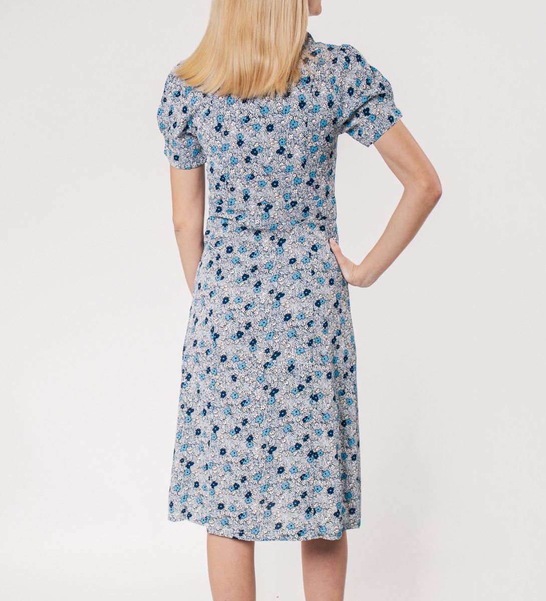 Floral Print Shirt Dress Blue
