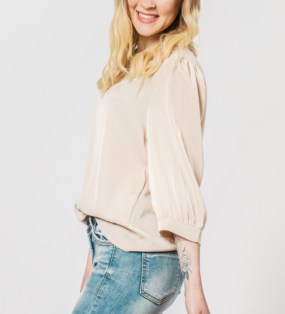 Puff Sleeve Blouse Beige