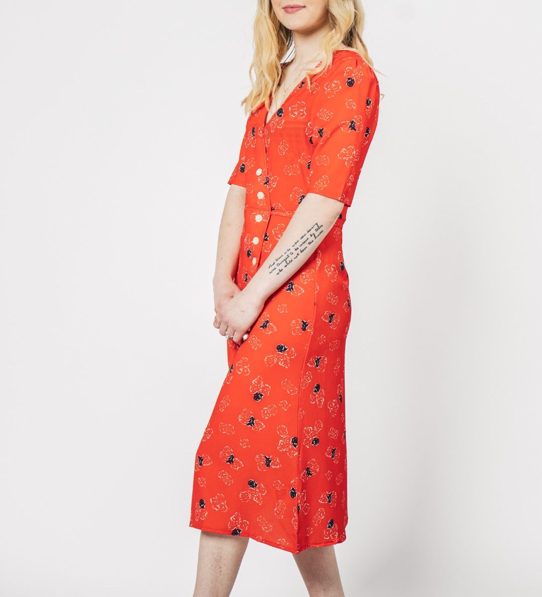 Floral Print Dress Red