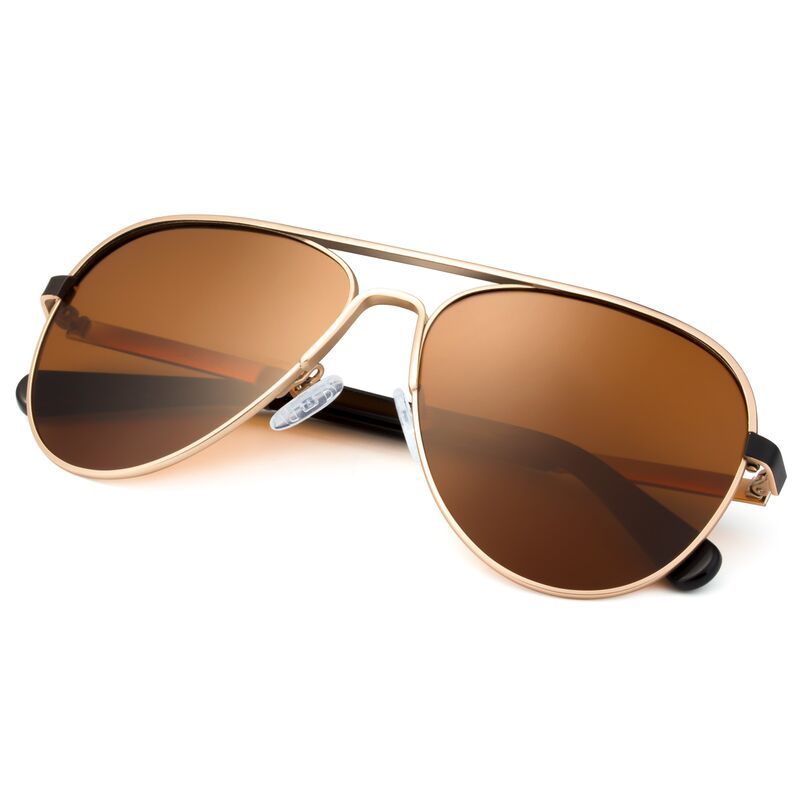 Dust: Myglassesmart Aviator Brown/Black Gold/Gunmetal Full Rim Polarized Sunglasses UV400 for Women & Men 59mm