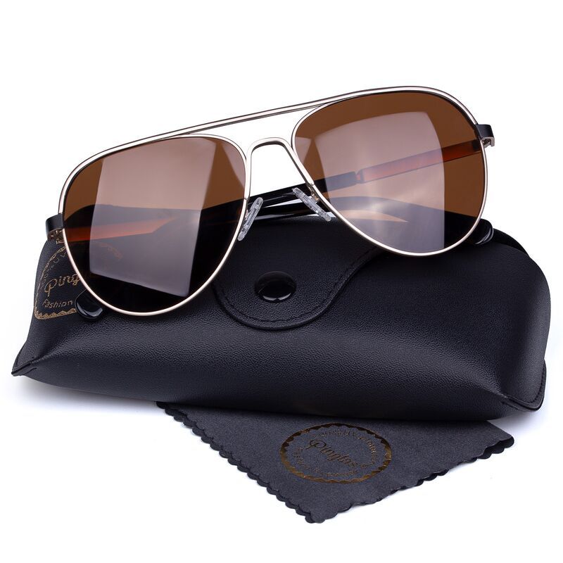 Dust: Myglassesmart Aviator Brown/Black Gold/Gunmetal Full Rim Polarized Sunglasses UV400 for Women & Men 59mm