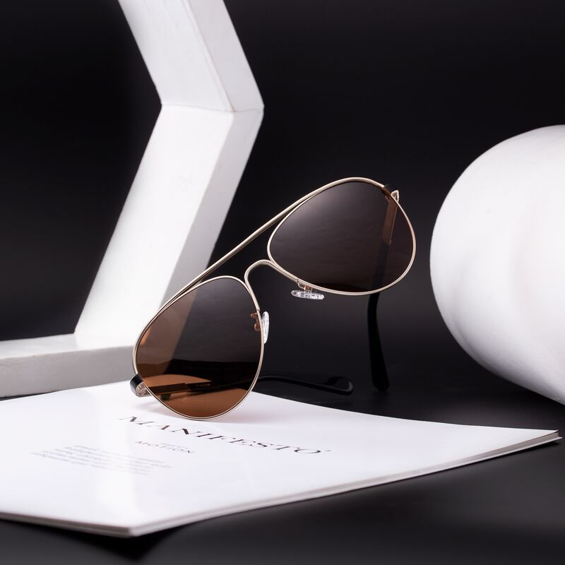 Dust: Myglassesmart Aviator Brown/Black Gold/Gunmetal Full Rim Polarized Sunglasses UV400 for Women & Men 59mm