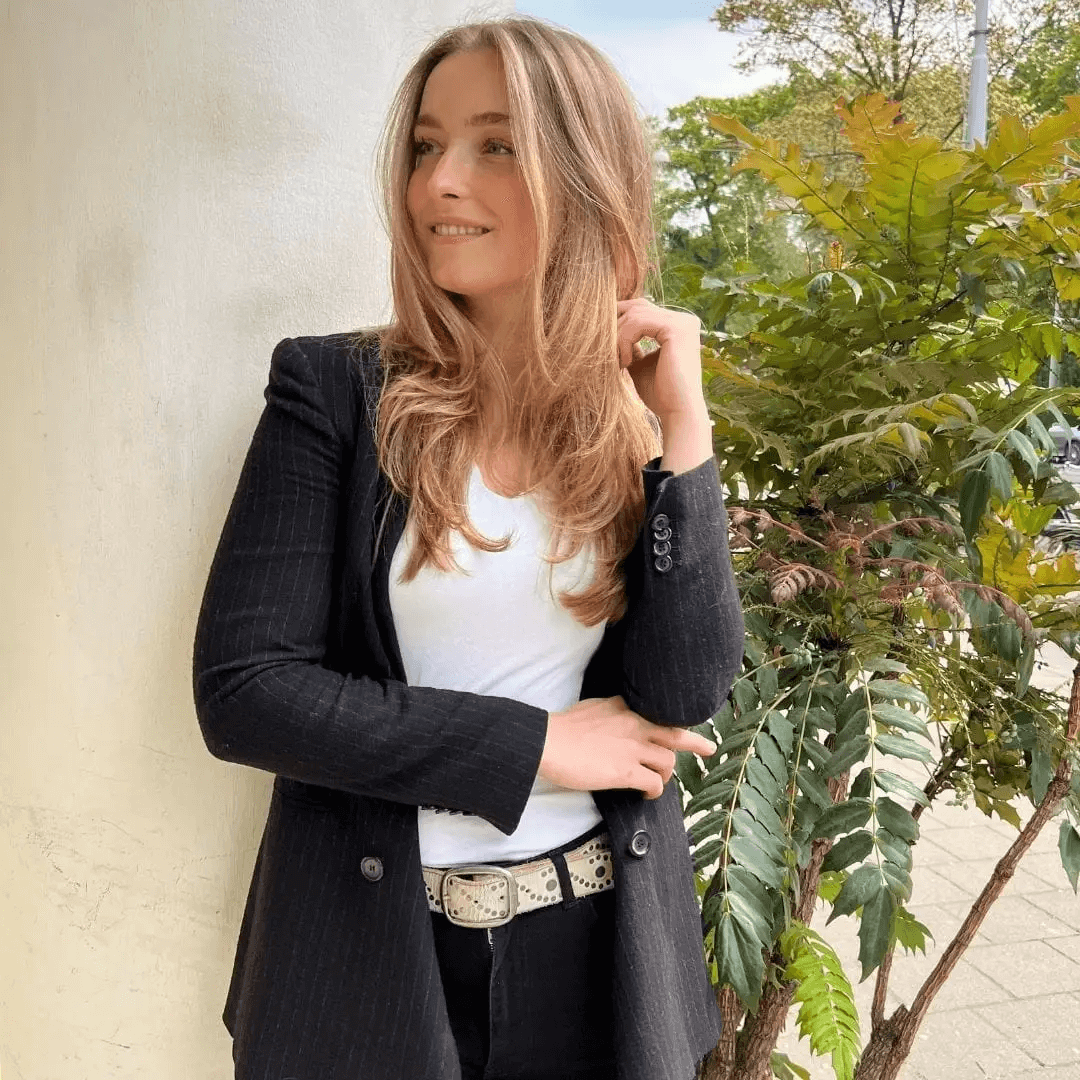 Women's Studded Leather Belt | Antique Silver Studs