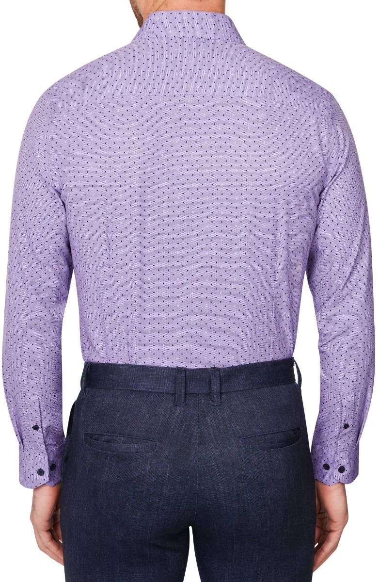 Honeycomb Dot 4-Way Stretch Slim Fit Dress Shirt