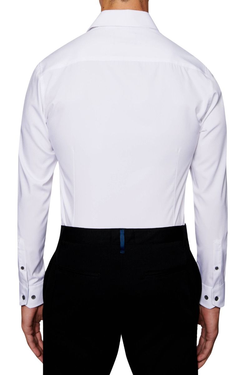 Solid 4-Way Stretch Slim Fit Dress Shirt - White