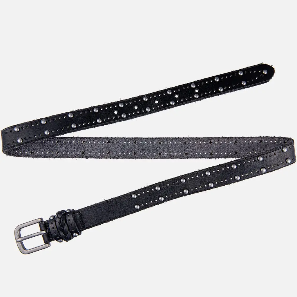 Perforated & Studded Leather Belt