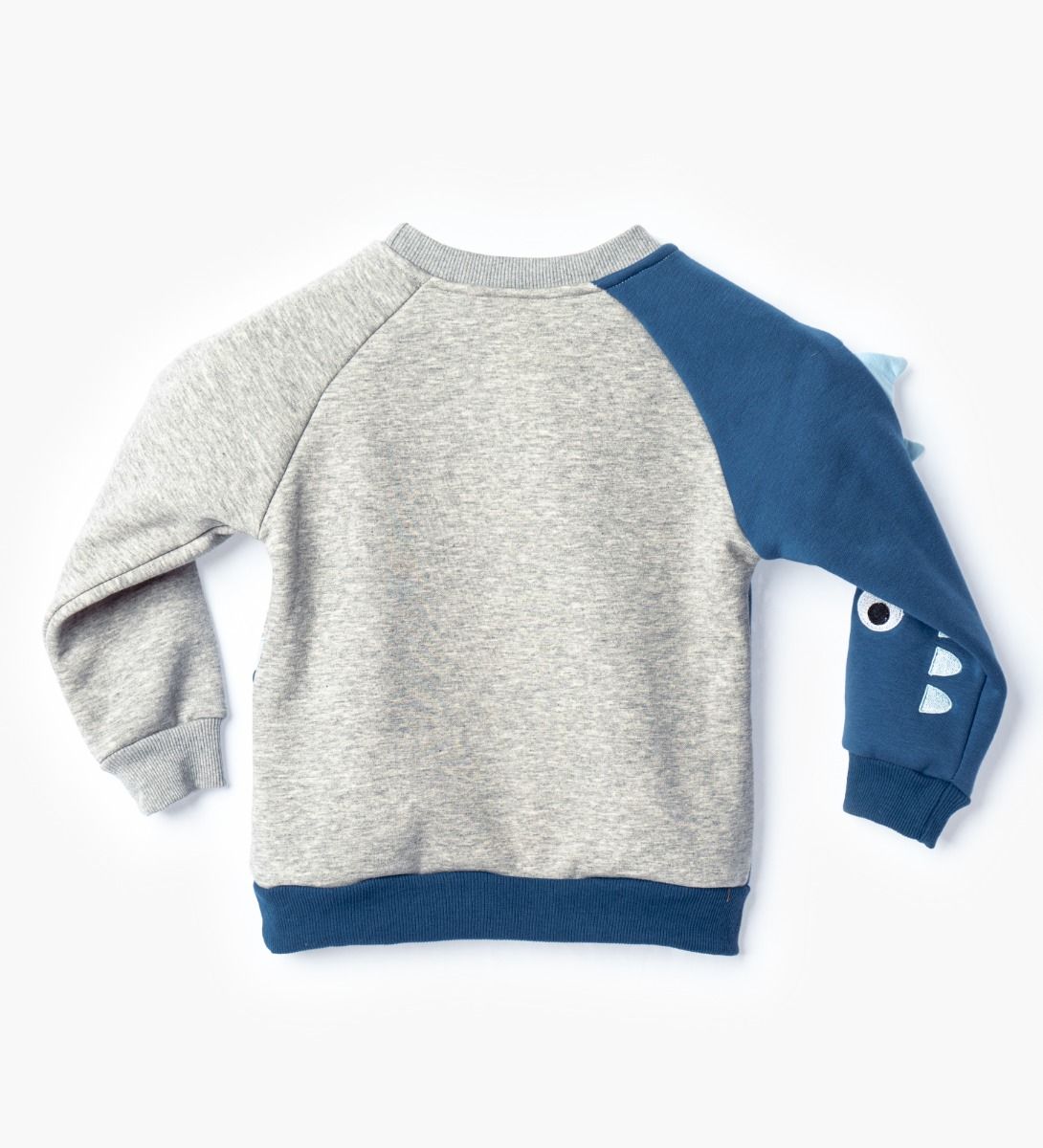 LEEZ Boys Blue-Gray Dinosaur Pattern Fleece Cotton Pullover