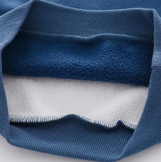 LEEZ Boys Blue-Gray Dinosaur Pattern Fleece Cotton Pullover