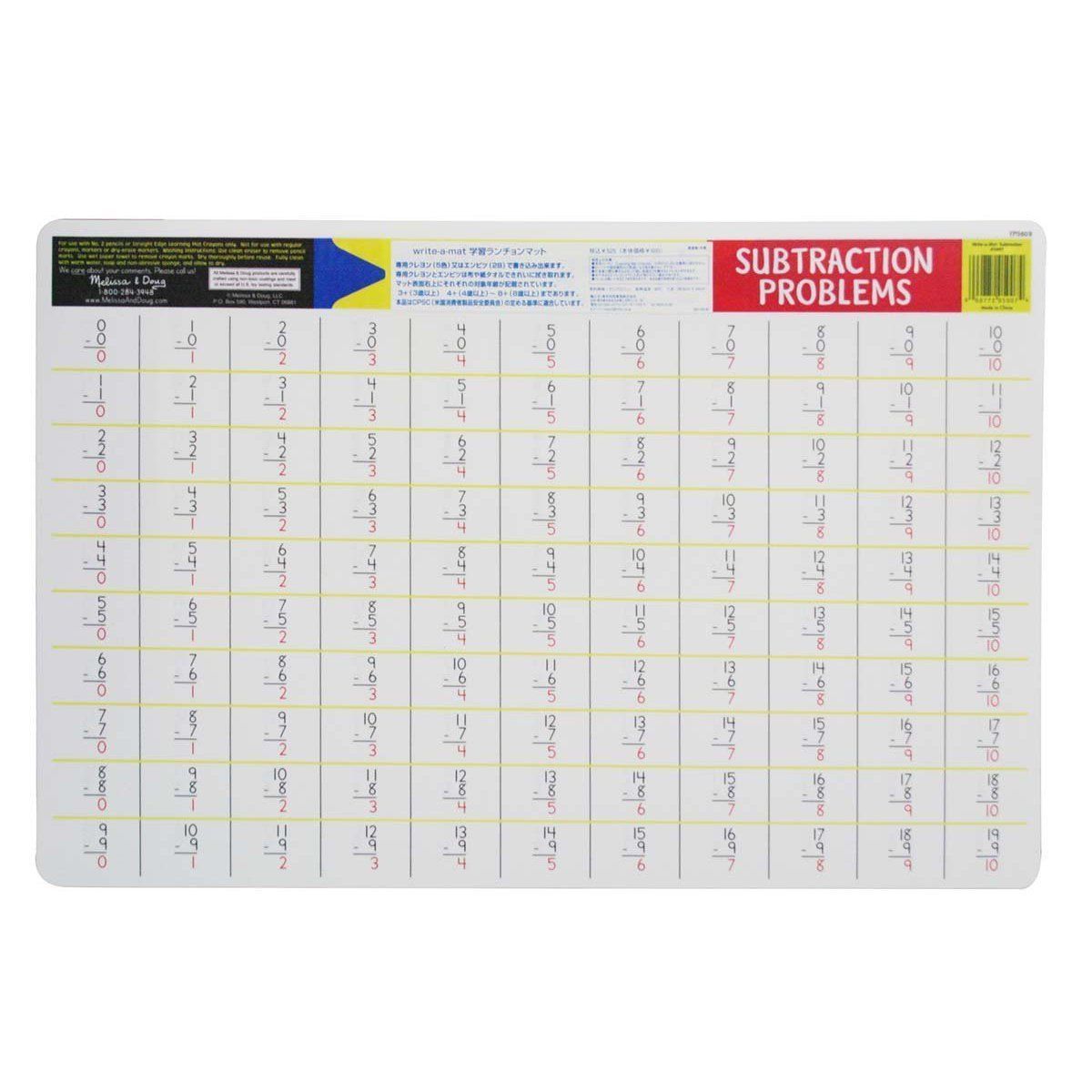 Melissa & Doug - Subtraction Problems Write-A-Mat